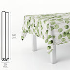 Green leaf rectangular oilcloth. Waterproof, stain-resistant PVC 140 cm x 20 meters. Cuttable roll. Indoor and outdoor use.