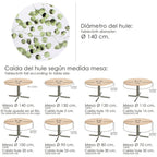 Round green leaves oilcloth tablecloth, waterproof, stain-resistant PVC, ø140 cm, indoor and outdoor use