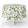 Round green leaves oilcloth tablecloth, waterproof, stain-resistant PVC, ø140 cm, indoor and outdoor use