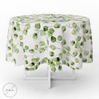 Round green leaves oilcloth tablecloth, waterproof, stain-resistant PVC, ø140 cm, indoor and outdoor use
