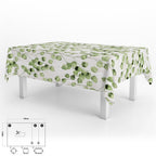 Rectangular oilcloth tablecloth, green leaves, waterproof, stain-resistant PVC, 140x250 cm, trimmable, indoor and outdoor use