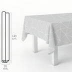 Rectangular geometric grey oilcloth tablecloth. Waterproof stain-resistant PVC 140 cm x 20 meters. Cuttable roll. Indoor and outdoor use.