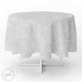 Geometric grey waterproof stain-resistant PVC tablecloth Ø 140 cm for indoor and outdoor use