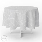 Geometric grey waterproof stain-resistant PVC tablecloth Ø 140 cm for indoor and outdoor use