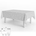 Rectangular gray geometric oilcloth tablecloth, waterproof, stain-resistant PVC, 140x250 cm, trimmable for indoor and outdoor use