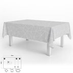 Rectangular gray geometric oilcloth tablecloth, waterproof, stain-resistant PVC, 140x250 cm, trimmable for indoor and outdoor use