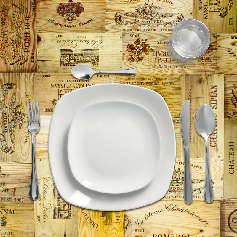 Mantel hule redondo tablones vino impermeable antimanchas PVC ø 140 cm. uso interior y exterior