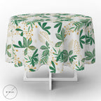 Waterproof stain-resistant PVC oilcloth tablecloth for spring, ø 140 cm, trimmable, for indoor and outdoor use