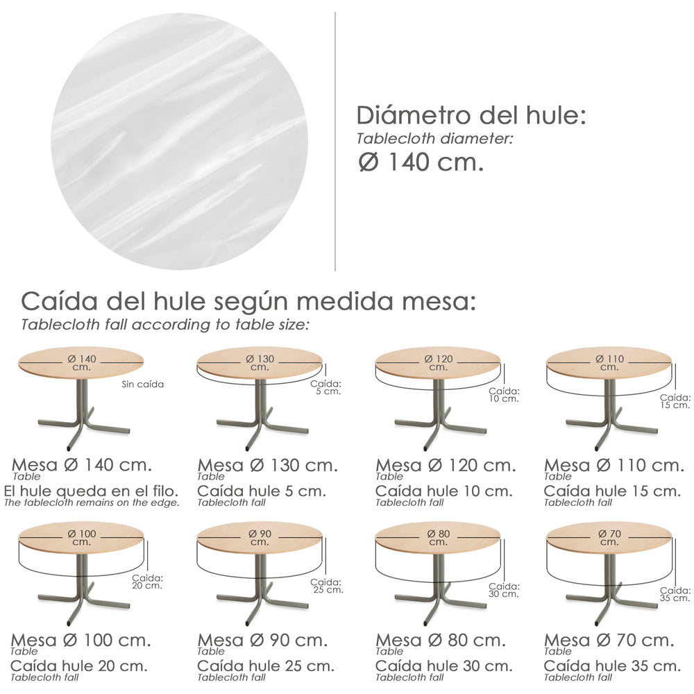 Transparent Waterproof Stain-resistant PVC Round Oilcloth Tablecloth Ø 140 cm Indoor and Outdoor Use