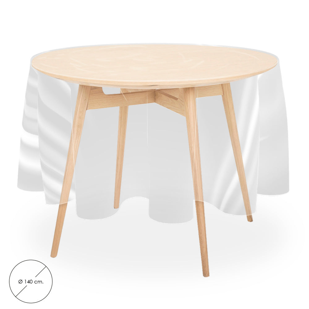 Transparent Waterproof Stain-resistant PVC Round Oilcloth Tablecloth Ø 140 cm Indoor and Outdoor Use
