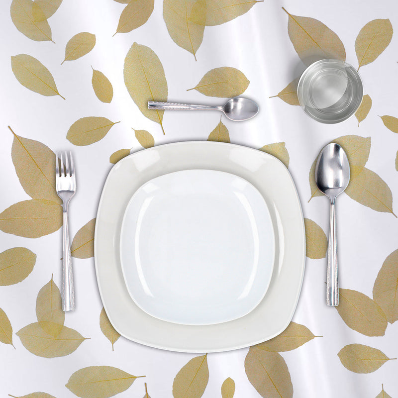 Mantel hule rectangular hojas transparente impermeable antimanchas PVC 140x250 cm.  recortable uso interior y exterior