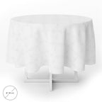 Round white PVC tablecloth, waterproof, stain-resistant, with flannel backing, 140 cm diameter, for indoor and outdoor use.