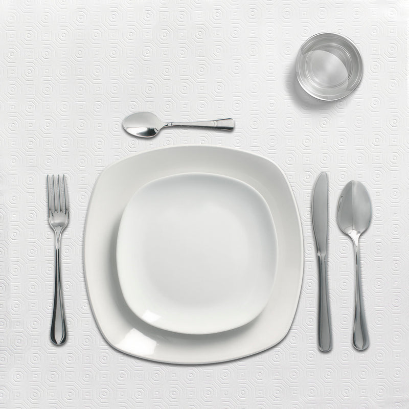 Mantel hule muleton rectangular blanco impermeable antimanchas PVC 140x250 cm.  recortable uso interior y exterior