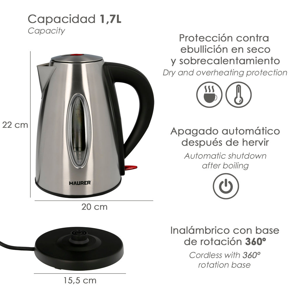 1.7 liter kettle. 2200 W.