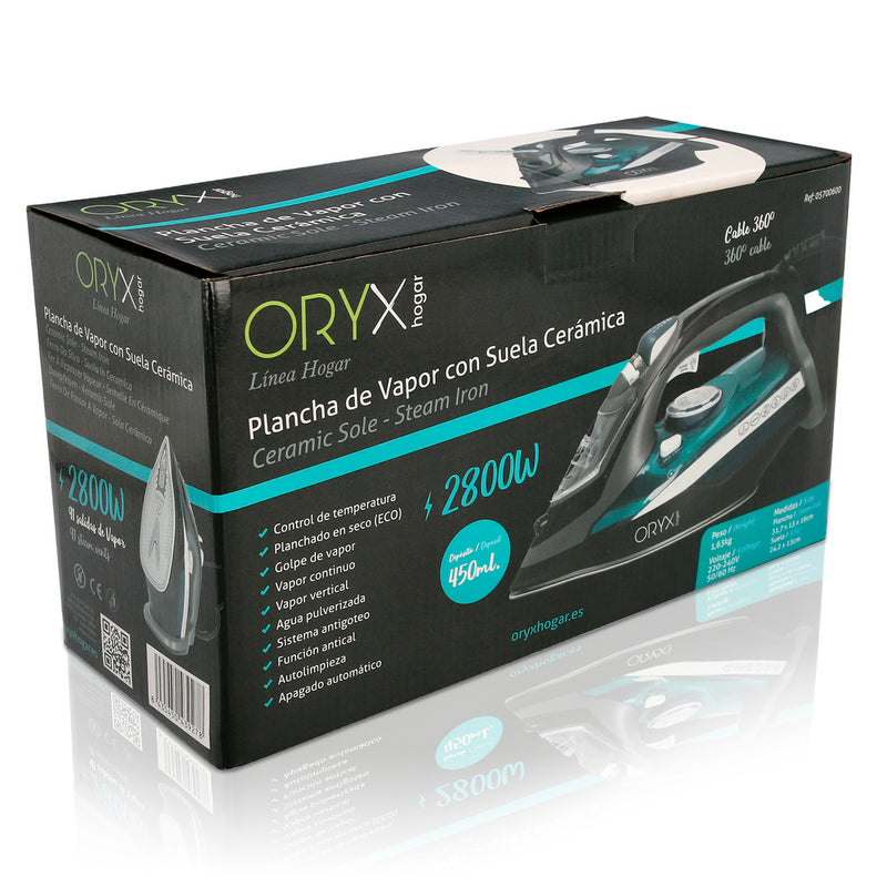 Plancha de vapor profesional 2.800 watt. vapor constante y golpe de vapor, suela cerámica, vapor vertical, sistema antical,