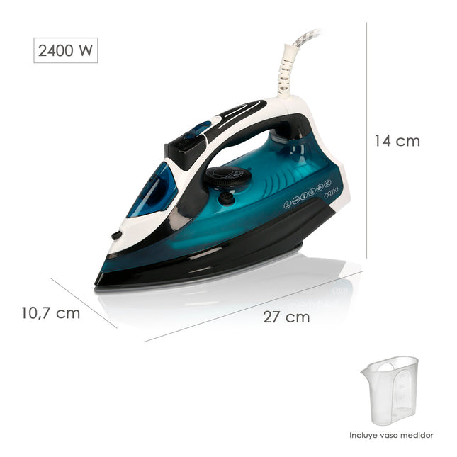 Plancha de vapor profesional 2.400 watt. vapor constante y golpe de vapor, suela cerámica, vapor vertical, sistema antical,