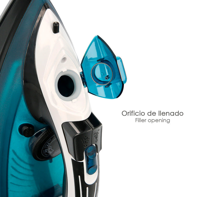 Plancha de vapor profesional 2.400 watt. vapor constante y golpe de vapor, suela cerámica, vapor vertical, sistema antical,