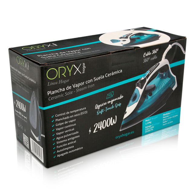 Plancha de vapor profesional 2.400 watt. vapor constante y golpe de vapor, suela cerámica, vapor vertical, sistema antical,