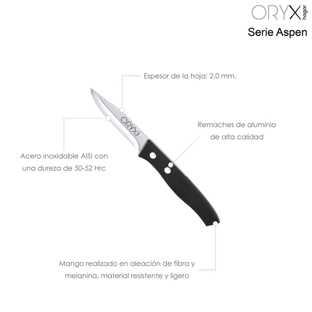 Cuchillo aspen mondador hoja acero inoxidable 8 cm negro