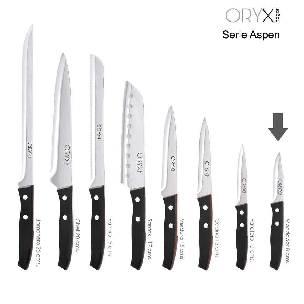 Cuchillo aspen mondador hoja acero inoxidable 8 cm negro