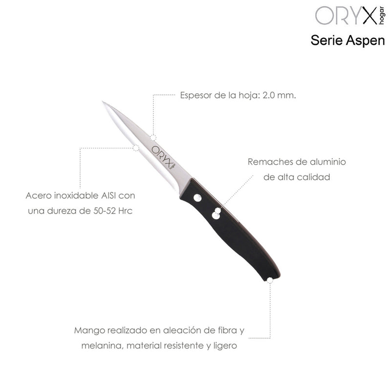 Cuchillo aspen patatero hoja acero inoxidable 10 cm. negro