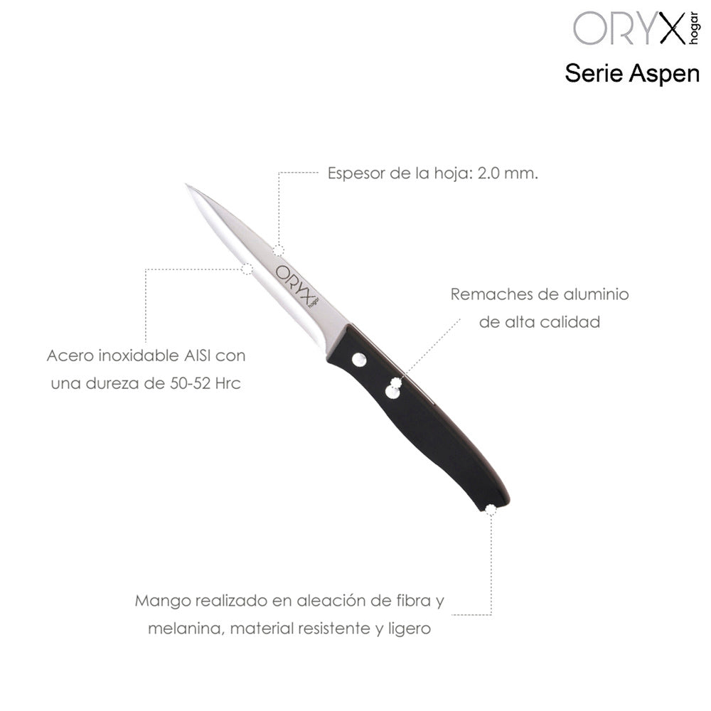 Cuchillo aspen patatero hoja acero inoxidable 10 cm negro