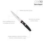 Cuchillo aspen cocina hoja acero inoxidable 12 cm negro