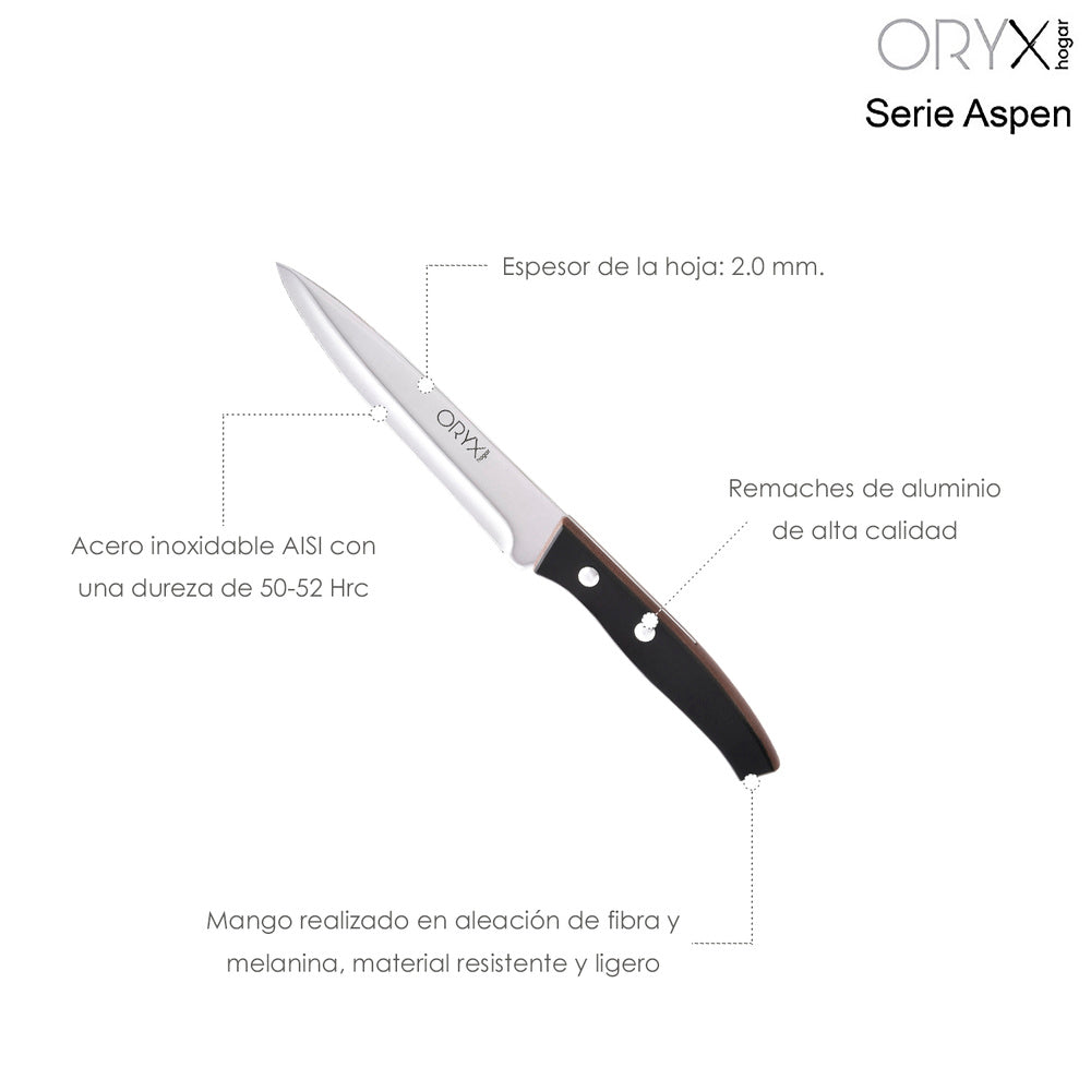 Cuchillo aspen verduras hoja acero inoxidable 15 cm negro