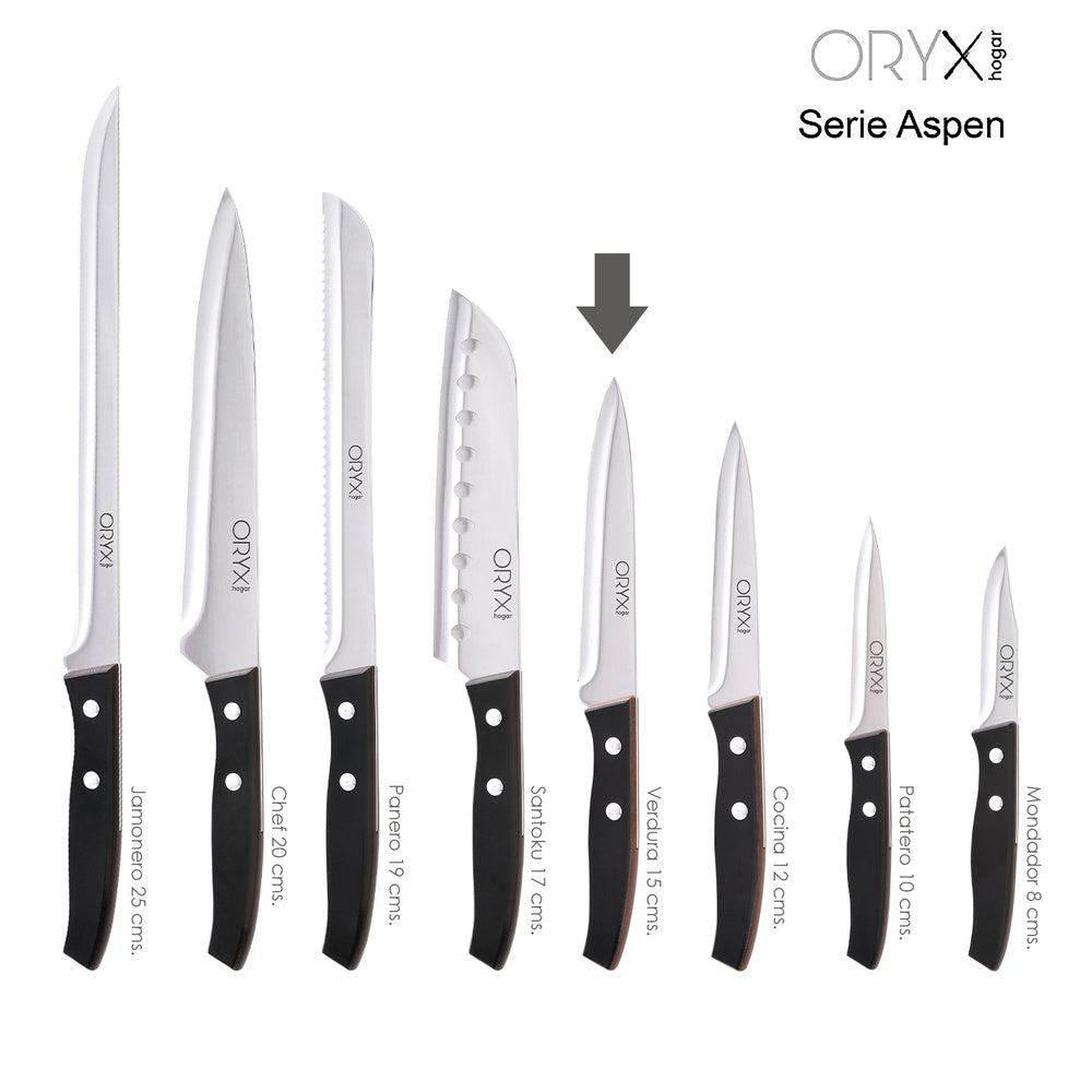 Cuchillo aspen verduras hoja acero inoxidable 15 cm negro