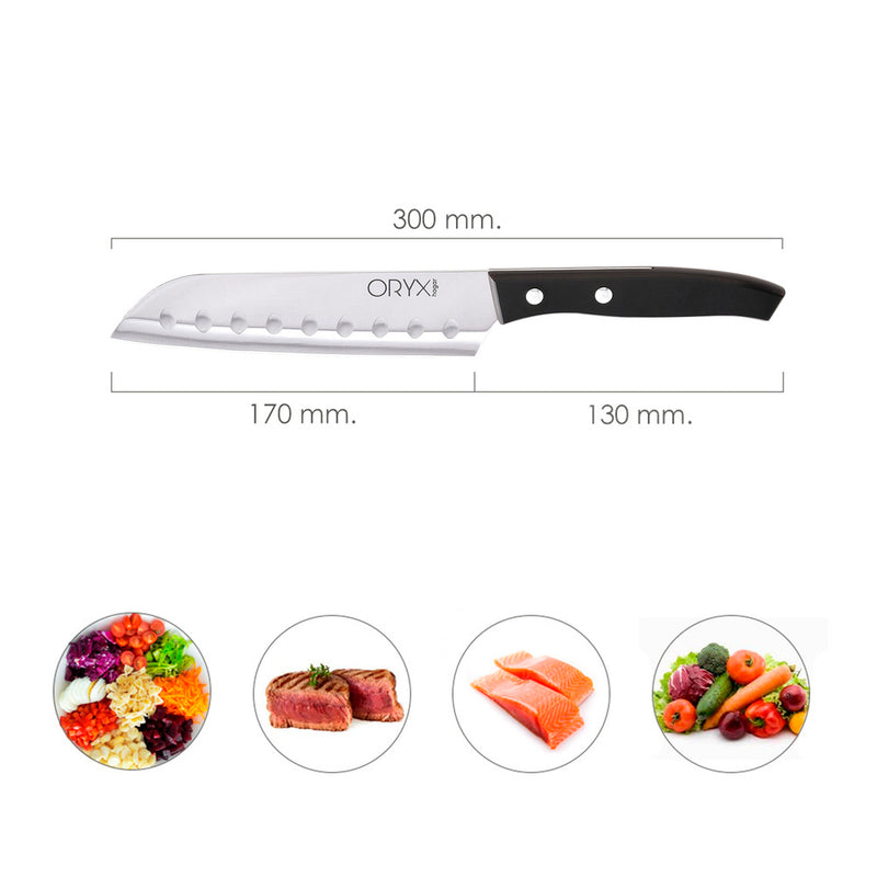 Cuchillo aspen santoku hoja acero inoxidable 17 cm. negro