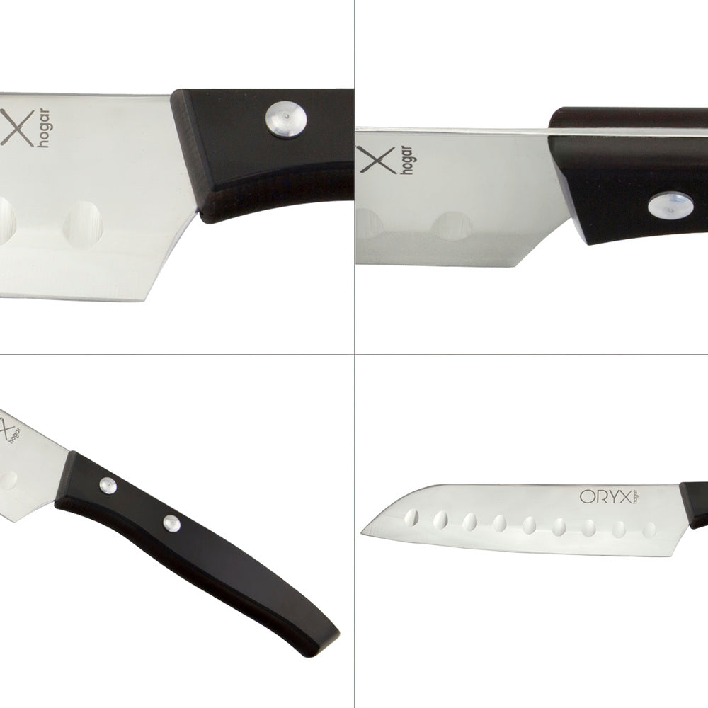 Cuchillo aspen santoku hoja acero inoxidable 17 cm negro
