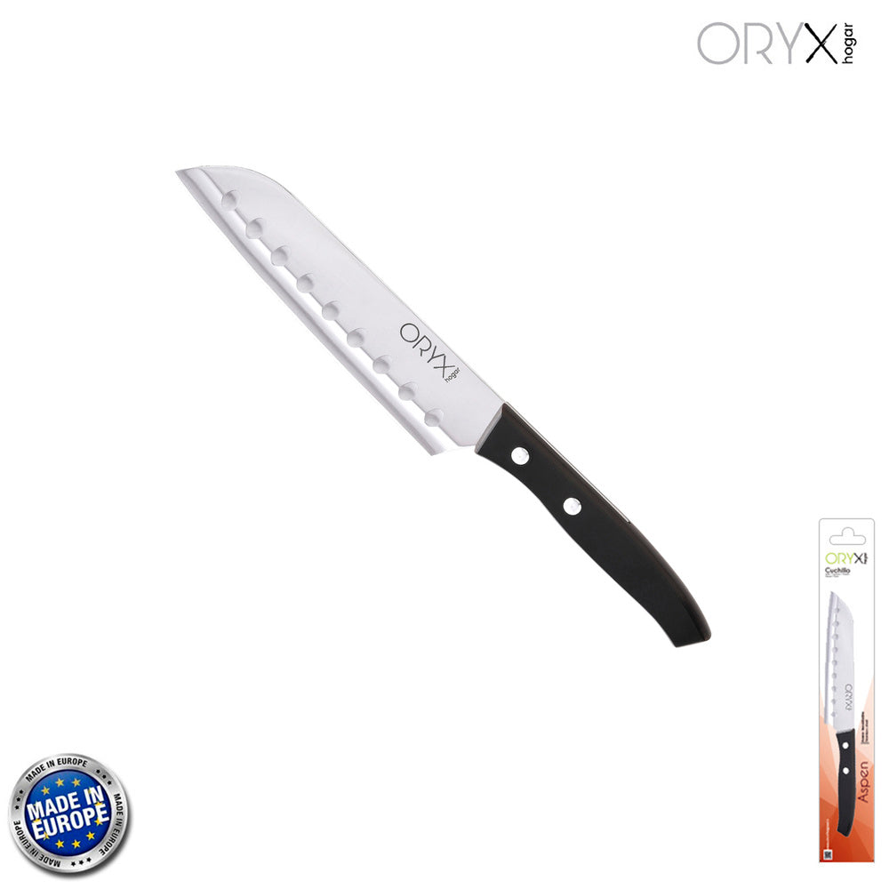 Cuchillo aspen santoku hoja acero inoxidable 17 cm negro
