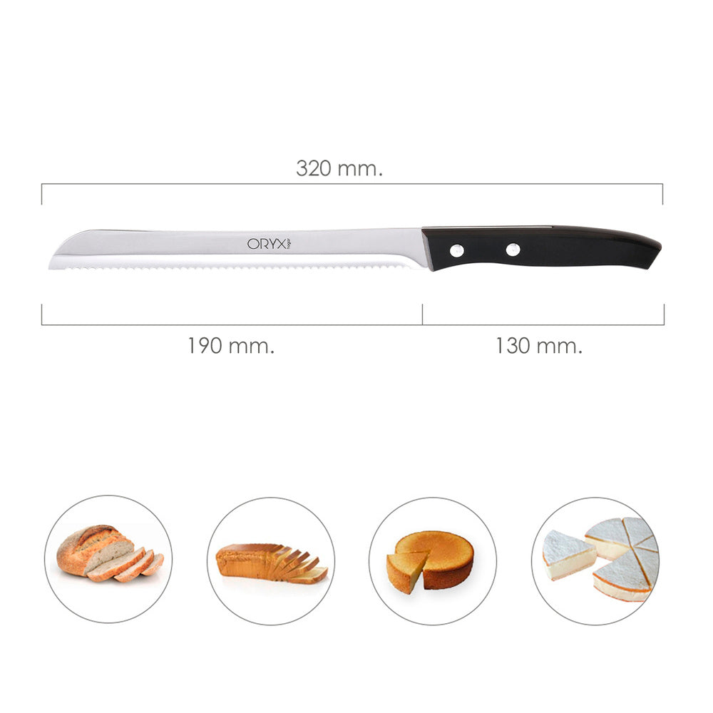 Cuchillo aspen panero hoja acero inoxidable 19 cm negro