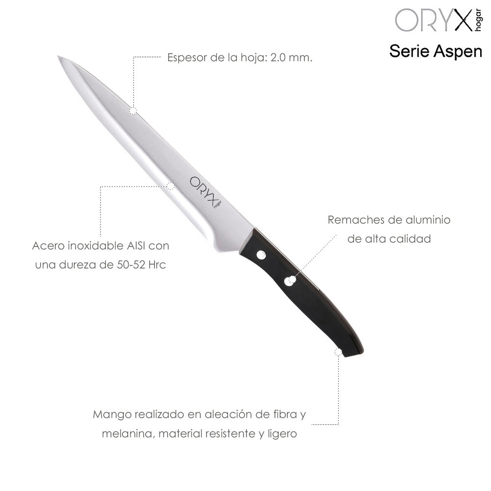 Cuchillo aspen cocinero / chef hoja acero inoxidable 20 cm negro