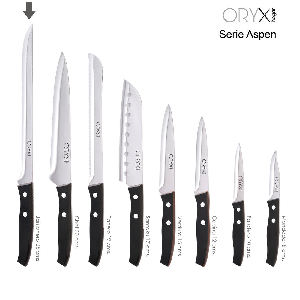 Cuchillo aspen jamonero hoja acero inoxidable 25 cm negro