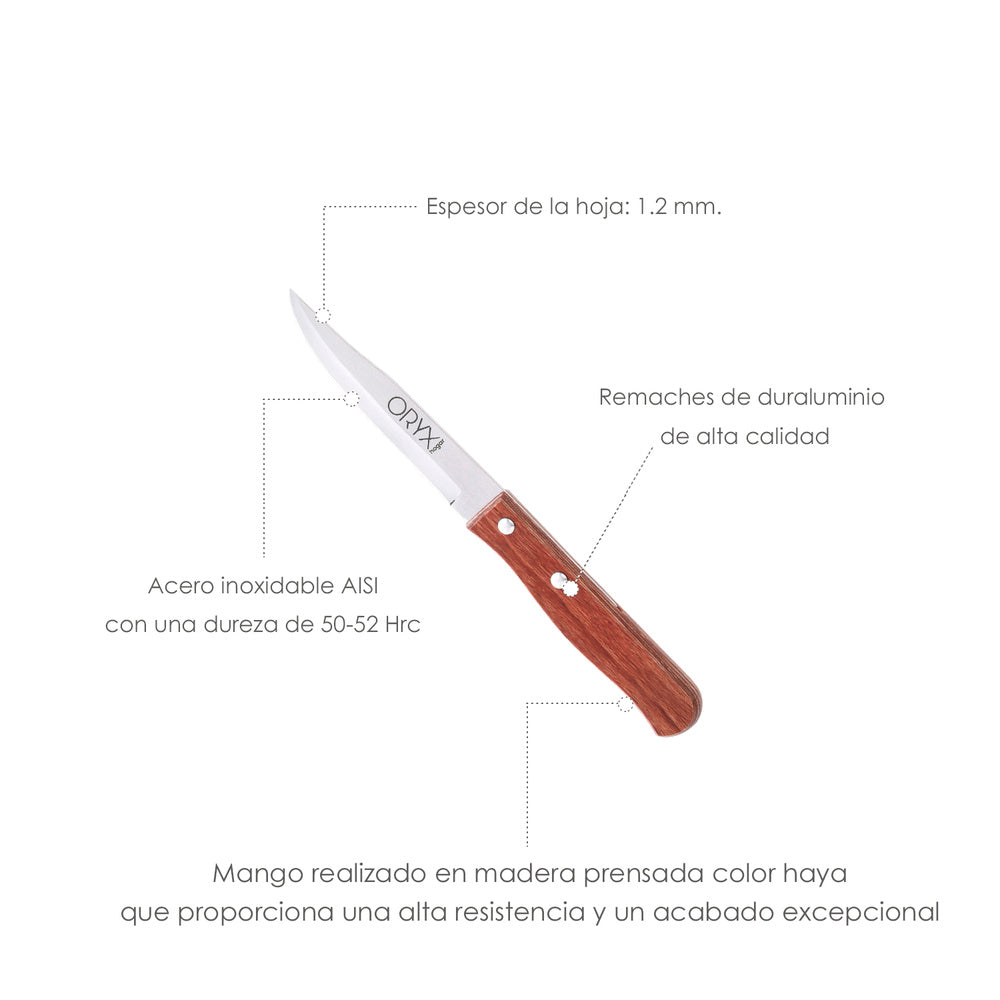 Cuchillo montana patatero hoja acero inoxidable 9 cm mango madera (blíster 3 piezas)