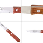 Cuchillo montana patatero hoja acero inoxidable 9 cm mango madera (blíster 3 piezas)