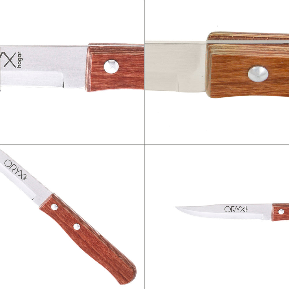 Cuchillo montana patatero hoja acero inoxidable 9 cm mango madera (blíster 3 piezas)