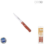 Cuchillo montana patatero hoja acero inoxidable 9 cm mango madera (blíster 3 piezas)