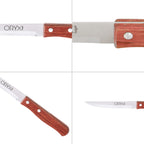 Cuchillo montana multiusos hoja lisa acero inoxidable 11 cm mango madera (blíster 3 piezas)