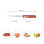 Cuchillo montana multiusos hoja sierra acero inoxidable 11 cm mango madera (blíster 3 piezas)