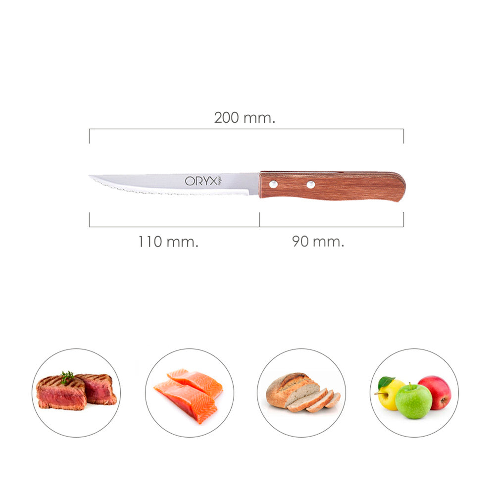 Cuchillo montana multiusos hoja sierra acero inoxidable 11 cm mango madera (blíster 3 piezas)