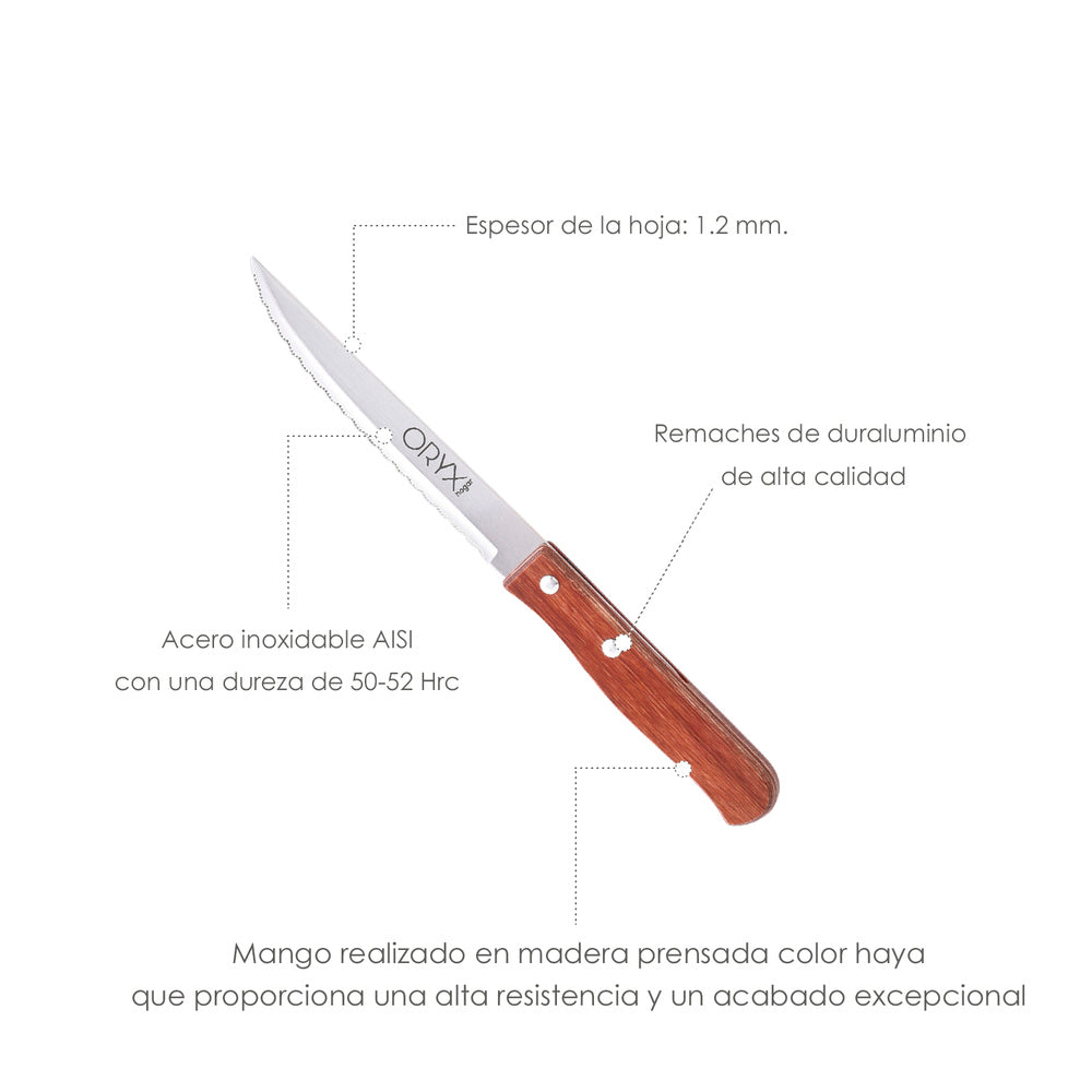 Cuchillo montana multiusos hoja sierra acero inoxidable 11 cm mango madera (blíster 3 piezas)