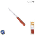 Cuchillo montana multiusos hoja sierra acero inoxidable 11 cm mango madera (blíster 3 piezas)