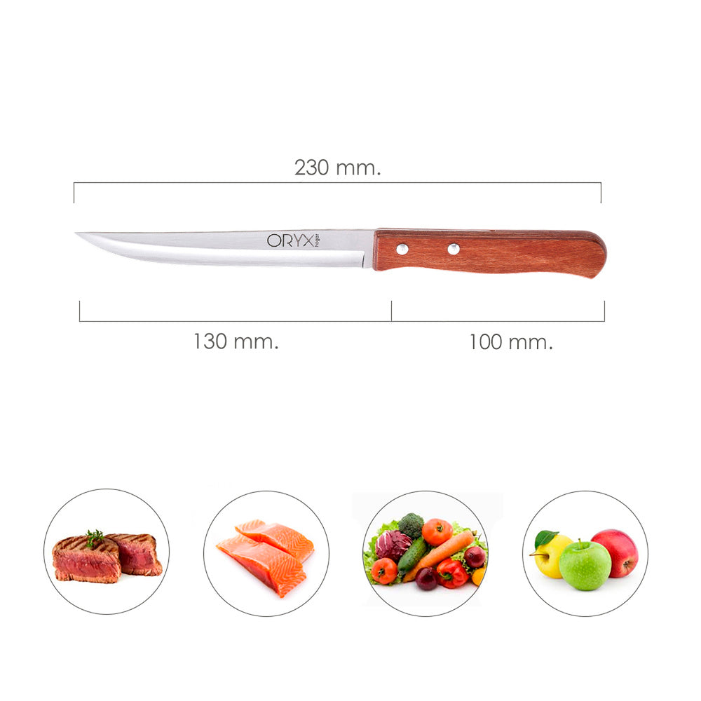 Cuchillo montana cocina hoja acero inoxidable 13 cm mango madera