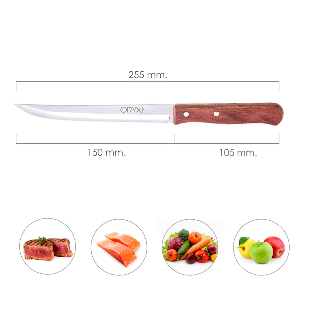 Cuchillo montana cocina hoja acero inoxidable 15 cm mango madera