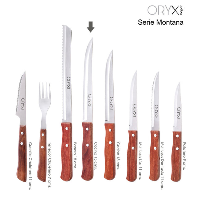 Cuchillo montana cocina hoja acero inoxidable 15 cm. mango madera