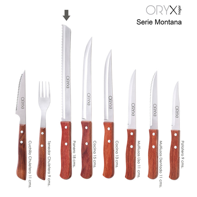 Cuchillo montana panero hoja acero inoxidable 18 cm. mango madera