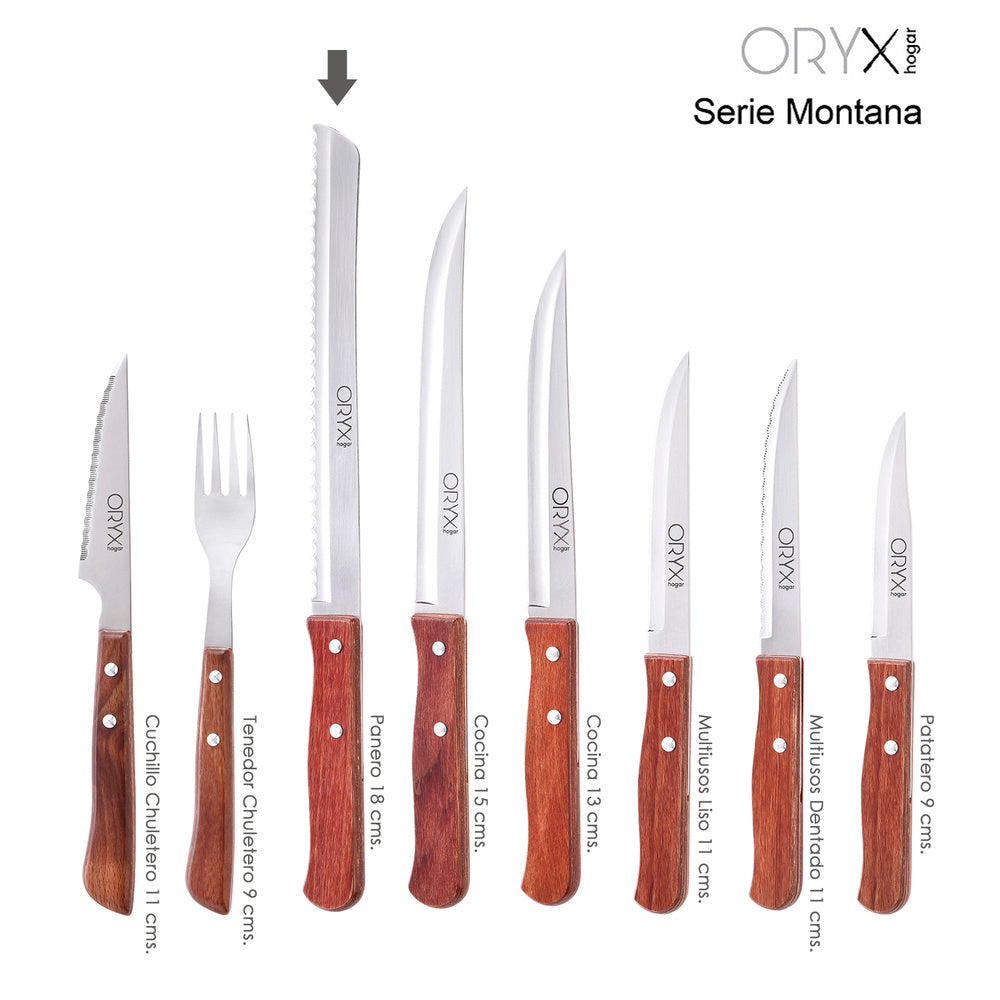 Cuchillo montana panero hoja acero inoxidable 18 cm mango madera
