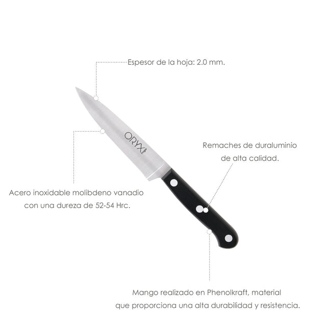 Cuchillo grenoble patatero puntilla hoja acero inoxidable 11 cm. negro
